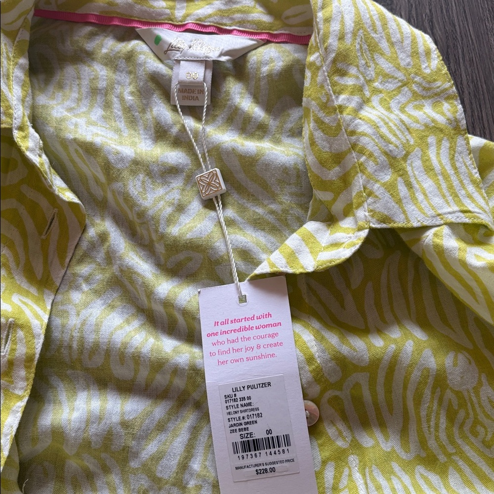 Lilly Pulitzer Melony Shirtdress - Jardin Green Zee Bebe Size 00 - Picture 6 of 14